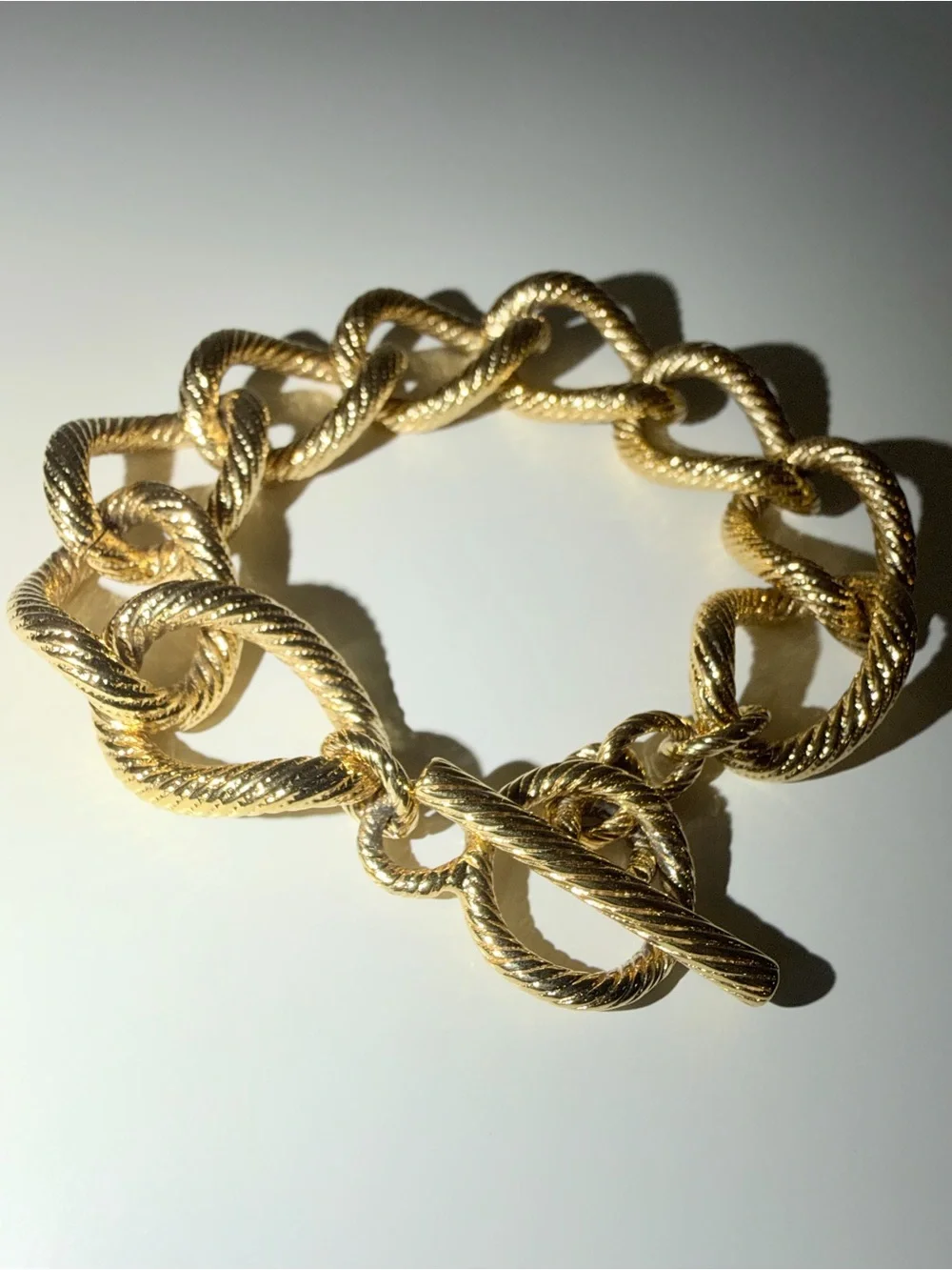 Vintage Gold-Tone Textured Chunky Link Bracelet